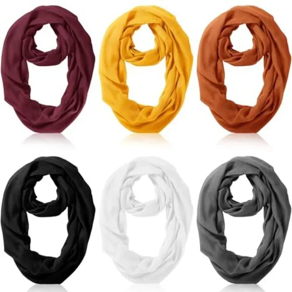 6-Pack Lightweight Infinity Loop Scarves, TR Material, 70.87 Circumference
